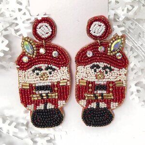 Handmade Beaded Earring, Nut Cracker Doll